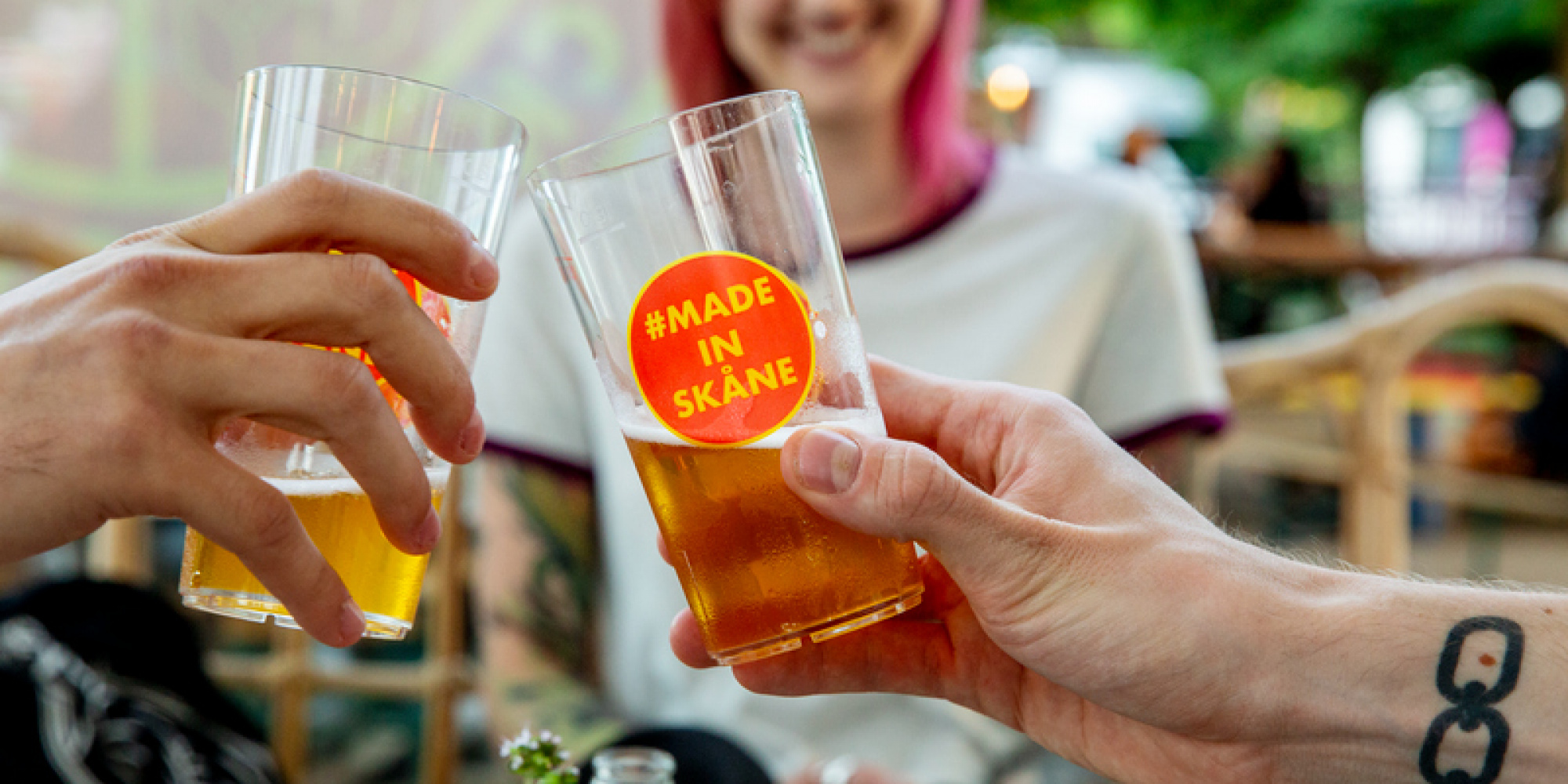 Ölglas med texten "Made in Skåne"